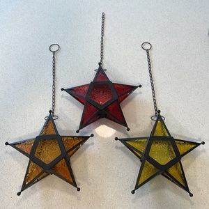 Set of 3 Hanging Star Votive Candle Holders